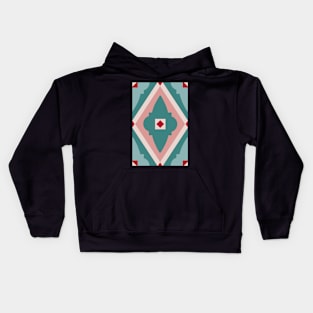 Abstract geometric diamond pattern green and pink Kids Hoodie